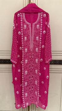 Exquisite Mul Chanderi Kurta Dupatta Set with Pearl & Sequin Detailing