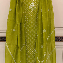 Exquisite Mul Chanderi Kurta Dupatta Set with Pearl & Sequin Detailing