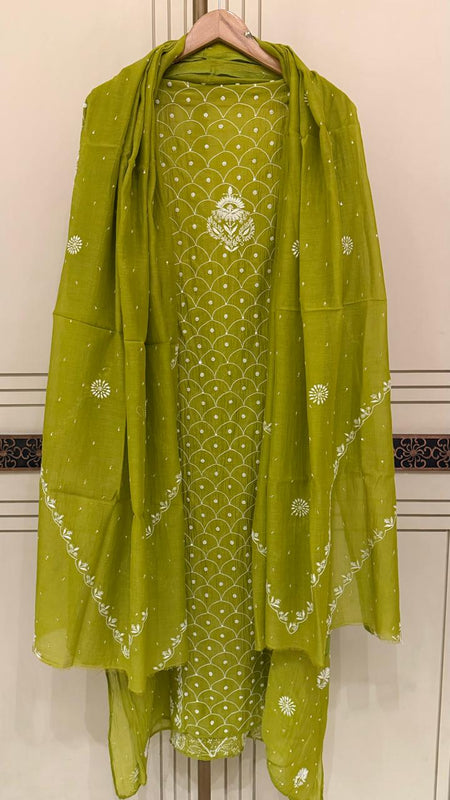 Exquisite Mul Chanderi Kurta Dupatta Set with Pearl & Sequin Detailing