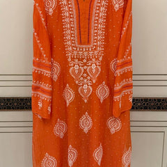 Luxurious Mul Chanderi Kurta Dupatta Set with Pearl & Katdana Embellishments