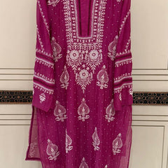 Luxurious Mul Chanderi Kurta Dupatta Set with Pearl & Katdana Embellishments