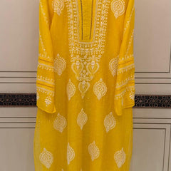 Luxurious Mul Chanderi Kurta Dupatta Set with Pearl & Katdana Embellishments
