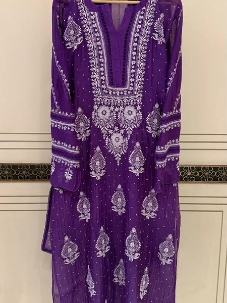 Luxurious Mul Chanderi Kurta Dupatta Set with Pearl & Katdana Embellishments