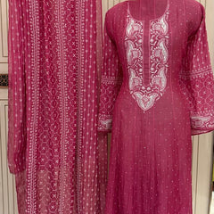 Pure Mul Chanderi Anarkali Kurta Dupatta Set with Pearl & Katdana Embellishments