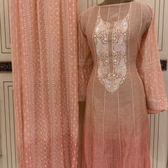 Pure Mul Chanderi Anarkali Kurta Dupatta Set with Pearl & Katdana Embellishments