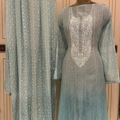 Pure Mul Chanderi Anarkali Kurta Dupatta Set with Pearl & Katdana Embellishments