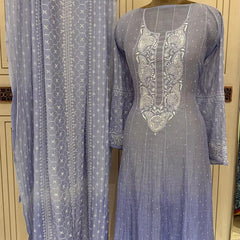 Pure Mul Chanderi Anarkali Kurta Dupatta Set with Pearl & Katdana Embellishments