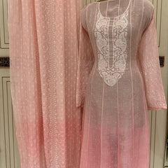 Pure Mul Chanderi Anarkali Kurta Dupatta Set with Pearl & Katdana Embellishments