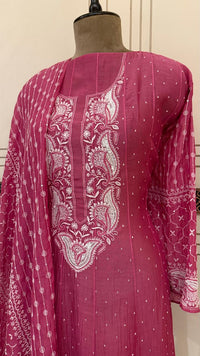 Pure Mul Chanderi Anarkali Kurta Dupatta Set with Pearl & Katdana Embellishments