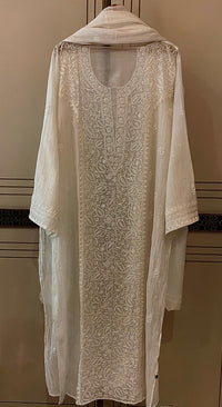 Dyeable Mul Chanderi Kurta Dupatta Set with Sequin & Katdana Work