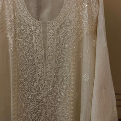 Dyeable Mul Chanderi Kurta Dupatta Set with Sequin & Katdana Work