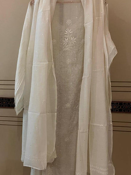 Dyeable Mul Chanderi Kurta Dupatta Set with Sequin & Katdana Work