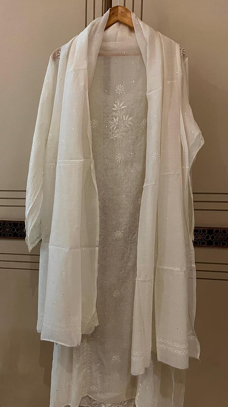 Dyeable Mul Chanderi Kurta Dupatta Set with Sequin & Katdana Work