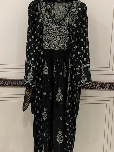 Mul Chanderi Angrakha Kurta Dupatta Set with Elegant Mukaish Work