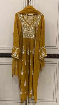 Mul Chanderi Angrakha Kurta Dupatta Set with Elegant Mukaish Work