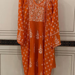 Mul Chanderi Angrakha Kurta Dupatta Set with Elegant Mukaish Work
