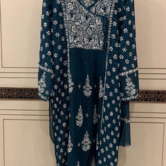 Mul Chanderi Angrakha Kurta Dupatta Set with Elegant Mukaish Work