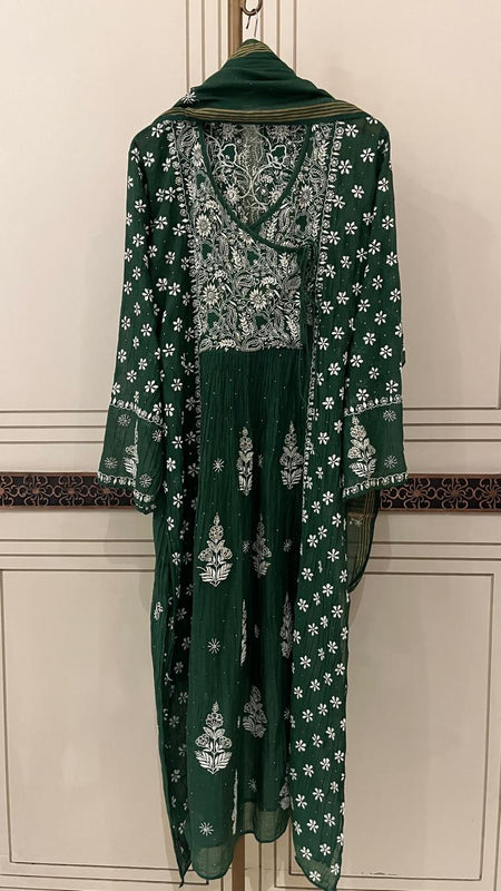 Mul Chanderi Angrakha Kurta Dupatta Set with Elegant Mukaish Work