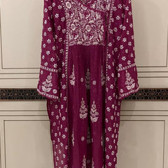 Mul Chanderi Angrakha Kurta Dupatta Set with Elegant Mukaish Work