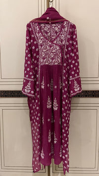 Mul Chanderi Angrakha Kurta Dupatta Set with Elegant Mukaish Work