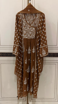 Mul Chanderi Angrakha Kurta Dupatta Set with Elegant Mukaish Work