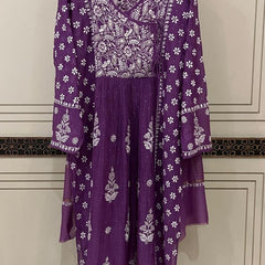 Mul Chanderi Angrakha Kurta Dupatta Set with Elegant Mukaish Work