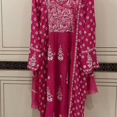 Mul Chanderi Angrakha Kurta Dupatta Set with Elegant Mukaish Work