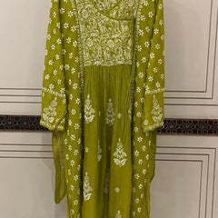 Mul Chanderi Angrakha Kurta Dupatta Set with Elegant Mukaish Work