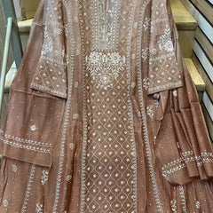 Mul Chanderi Anarkali Kurta Dupatta Set with Exquisite Pearl & Katdana Embellishments