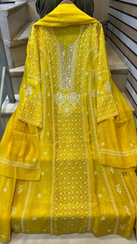 Mul Chanderi Anarkali Kurta Dupatta Set with Exquisite Pearl & Katdana Embellishments