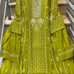 Mul Chanderi Anarkali Kurta Dupatta Set with Exquisite Pearl & Katdana Embellishments
