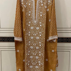 Pure Silk Kurta Dupatta Set with Pearl, Sequin & Katdana Embellishments