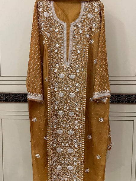 Pure Silk Kurta Dupatta Set with Pearl, Sequin & Katdana Embellishments