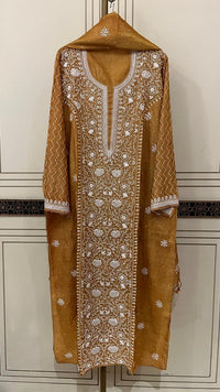 Pure Silk Kurta Dupatta Set with Pearl, Sequin & Katdana Embellishments