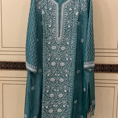 Pure Silk Kurta Dupatta Set with Pearl, Sequin & Katdana Embellishments
