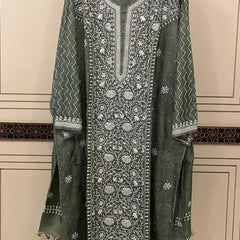 Pure Silk Kurta Dupatta Set with Pearl, Sequin & Katdana Embellishments