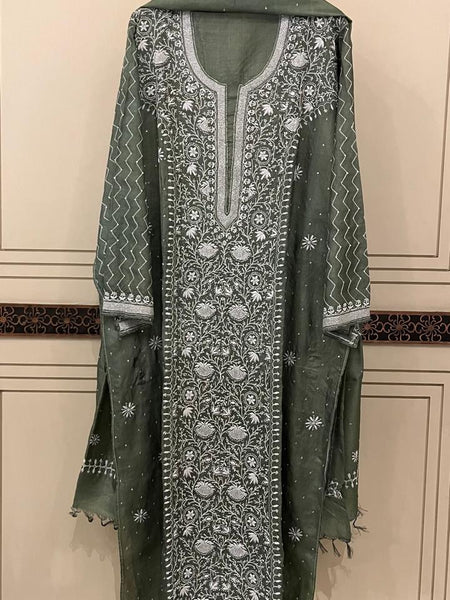 Pure Silk Kurta Dupatta Set with Pearl, Sequin & Katdana Embellishments