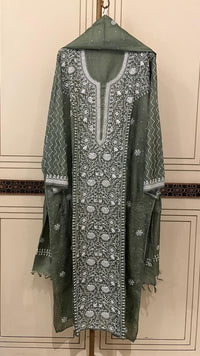 Pure Silk Kurta Dupatta Set with Pearl, Sequin & Katdana Embellishments