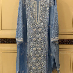 Pure Silk Kurta Dupatta Set with Pearl, Sequin & Katdana Embellishments
