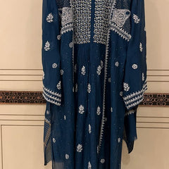 Mul Chanderi A-Line Kurta Dupatta Set with Elegant Mukaish Work