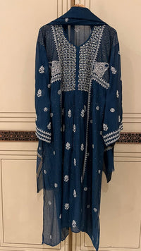 Mul Chanderi A-Line Kurta Dupatta Set with Elegant Mukaish Work