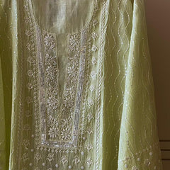 Pure Mul Chanderi Kurta Dupatta Set with Pearl & Katdana Embellishments