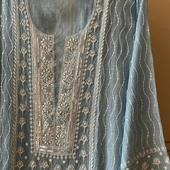Pure Mul Chanderi Kurta Dupatta Set with Pearl & Katdana Embellishments