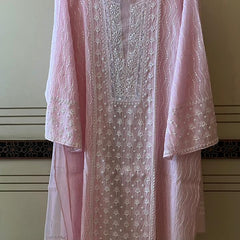 Pure Mul Chanderi Kurta Dupatta Set with Pearl & Katdana Embellishments