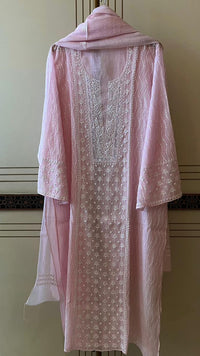 Pure Mul Chanderi Kurta Dupatta Set with Pearl & Katdana Embellishments