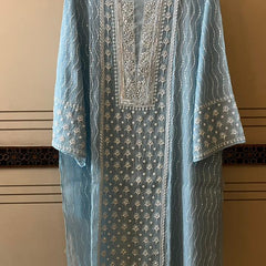 Pure Mul Chanderi Kurta Dupatta Set with Pearl & Katdana Embellishments