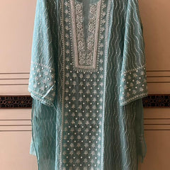 Pure Mul Chanderi Kurta Dupatta Set with Pearl & Katdana Embellishments