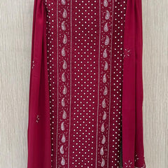 Georgette Unstitched Kurta Dupatta Set with Pearl & Katdana Embellishments