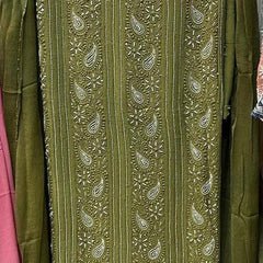 Georgette Unstitched Kurta Dupatta Set with Pearl & Katdana Embellishments