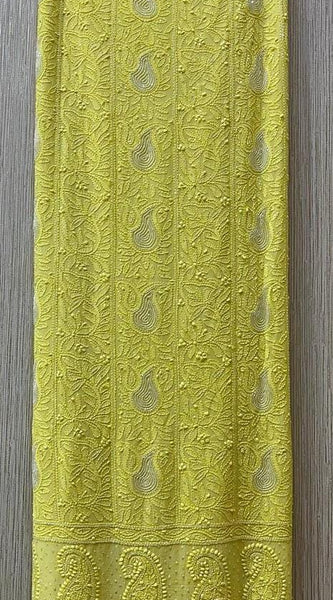 Georgette Unstitched Kurta Dupatta Set with Pearl & Katdana Embellishments